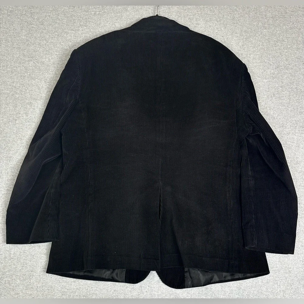 J.G. Hook Blazer Mens 48R Black Corduroy Sport Coat 2 Button Notch Lapel Lined